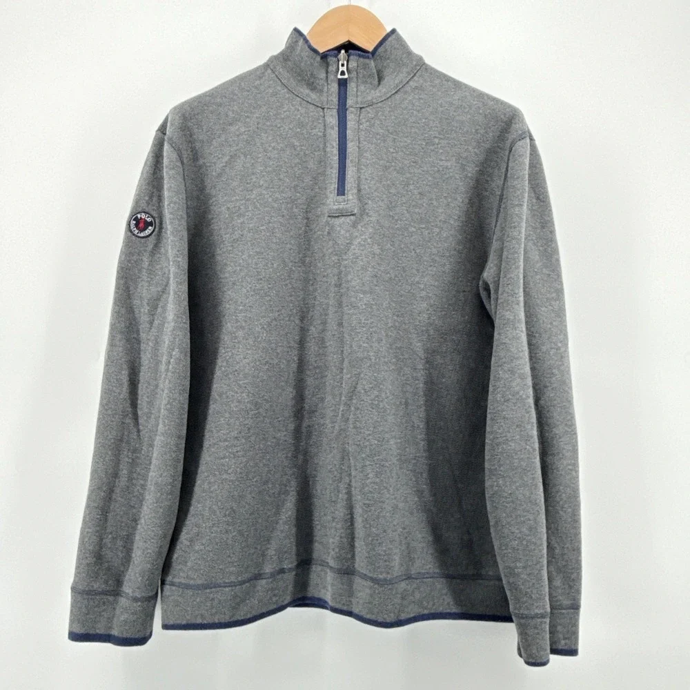 Polo Ralph Lauren Reversible Fleece Quarter Zip Pullover‎ Sweater Blue Gray XXL